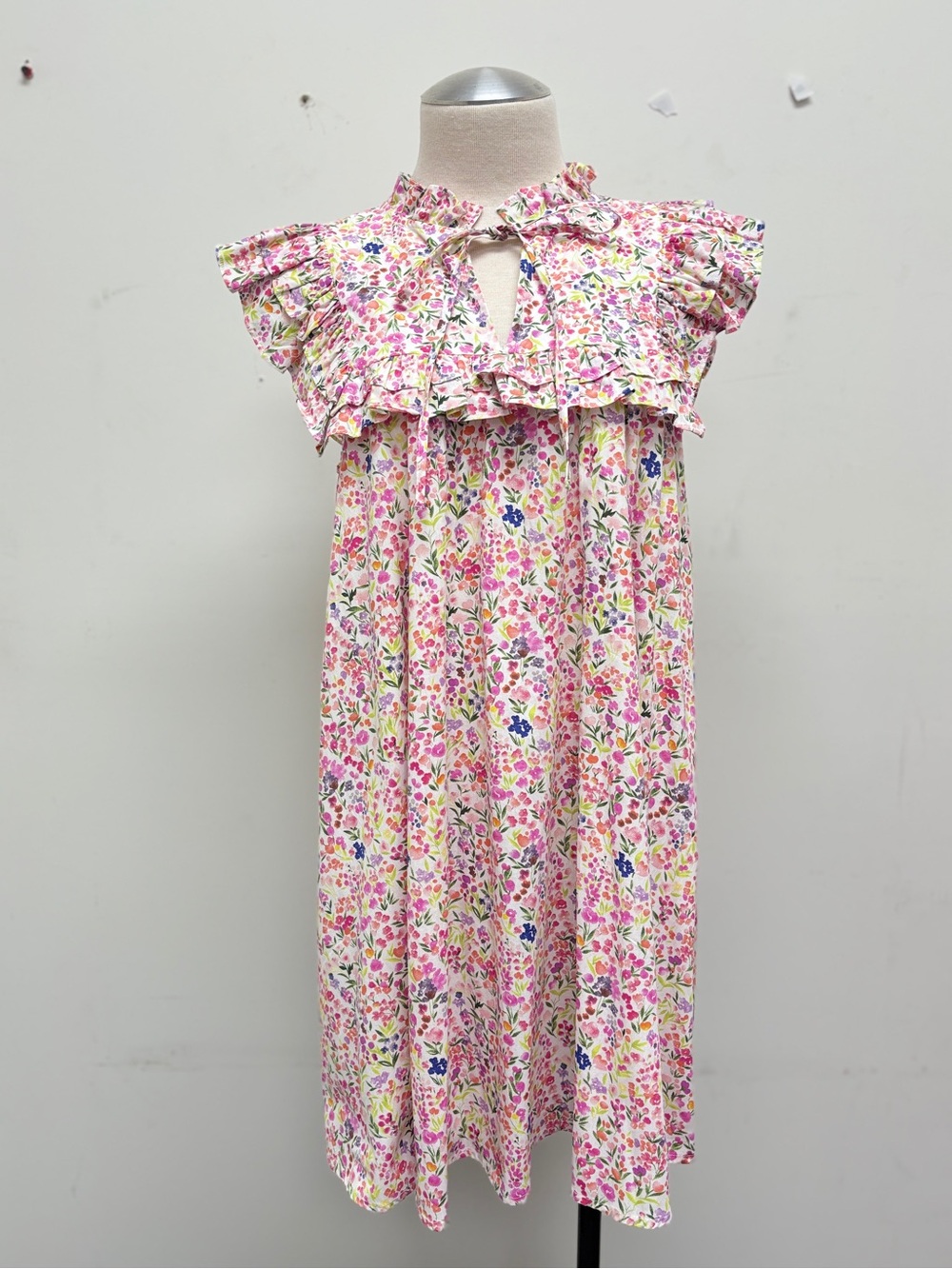 Floral Ruffle Sleeveless Mini Dress